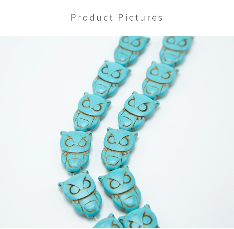 Blue Crackle Howlite Owl Beads Cute Gemstone Bead