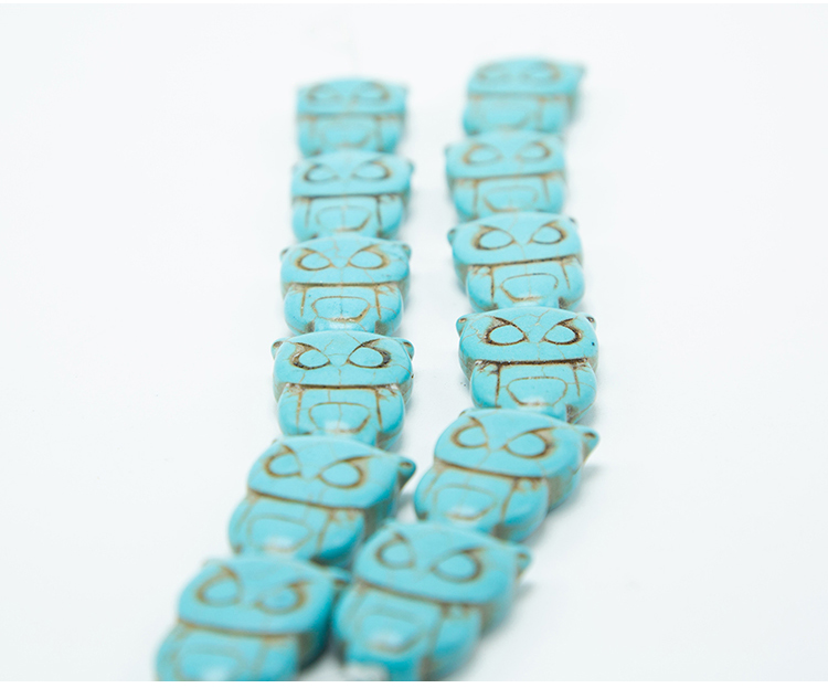 Blue Crackle Howlite Owl Beads Cute Gemstone Bead