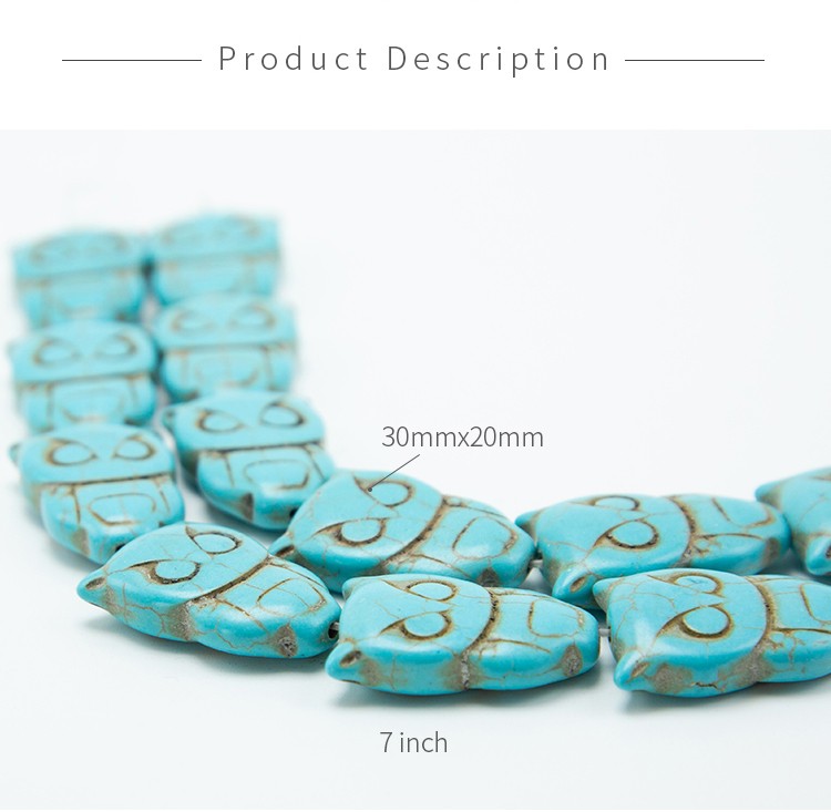 Blue Crackle Howlite Owl Beads Cute Gemstone Bead