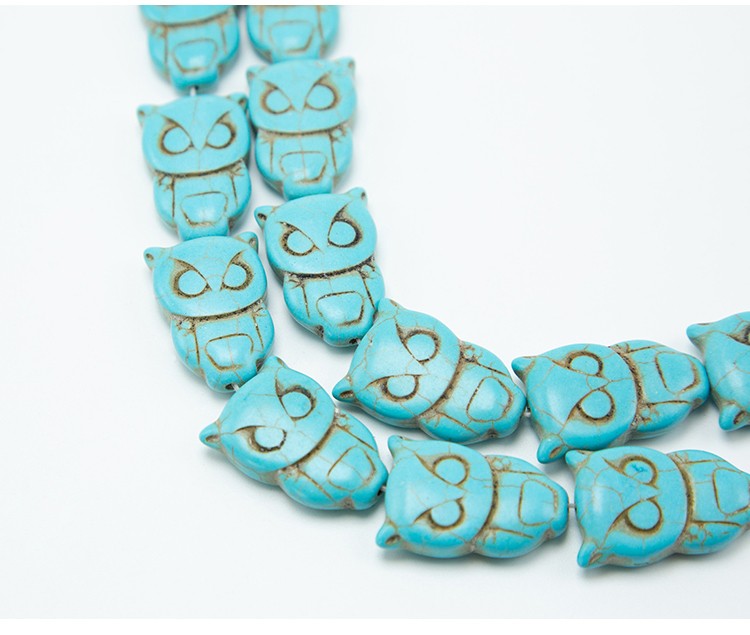 Blue Crackle Howlite Owl Beads Cute Gemstone Bead