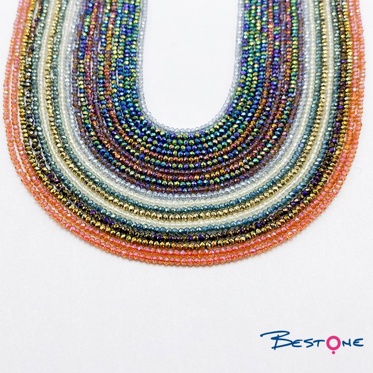 1.5x2mm Multi Color Faceted Rondelle Glass Beads