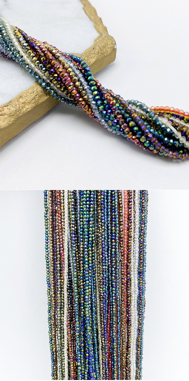 1.5x2mm Multi Color Faceted Rondelle Glass Beads