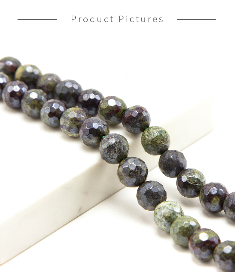 Dragon Blood Stone with Luster Faceted Round Beads