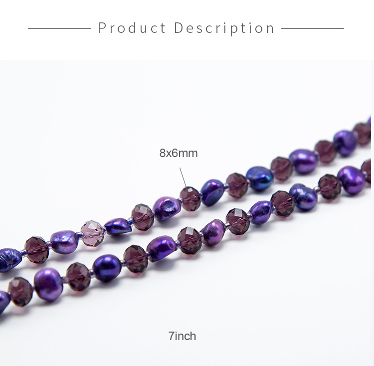 Purple Faceted Rondelle Glass Beads and Dyed Pearl Beads