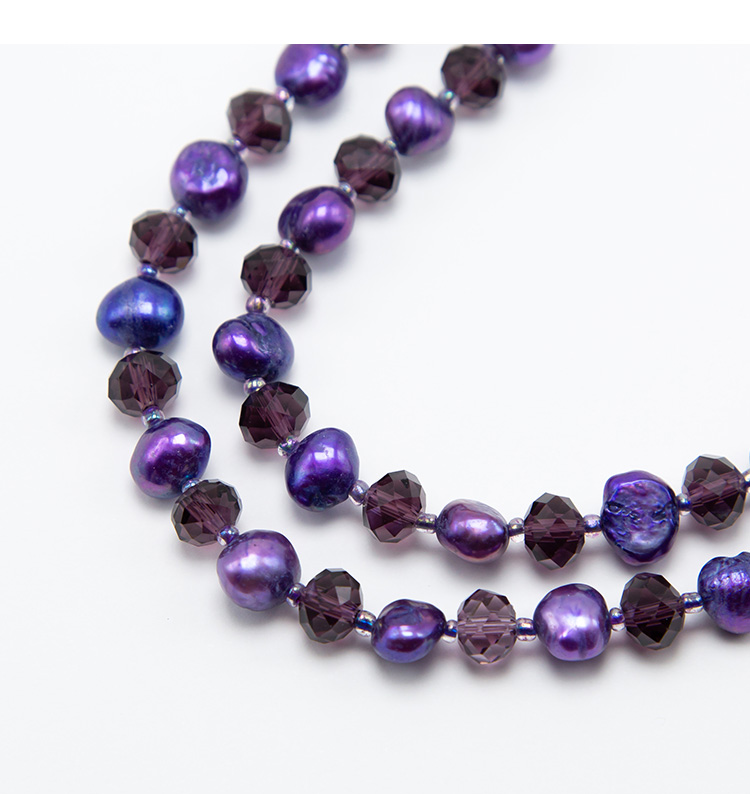 Purple Faceted Rondelle Glass Beads and Dyed Pearl Beads