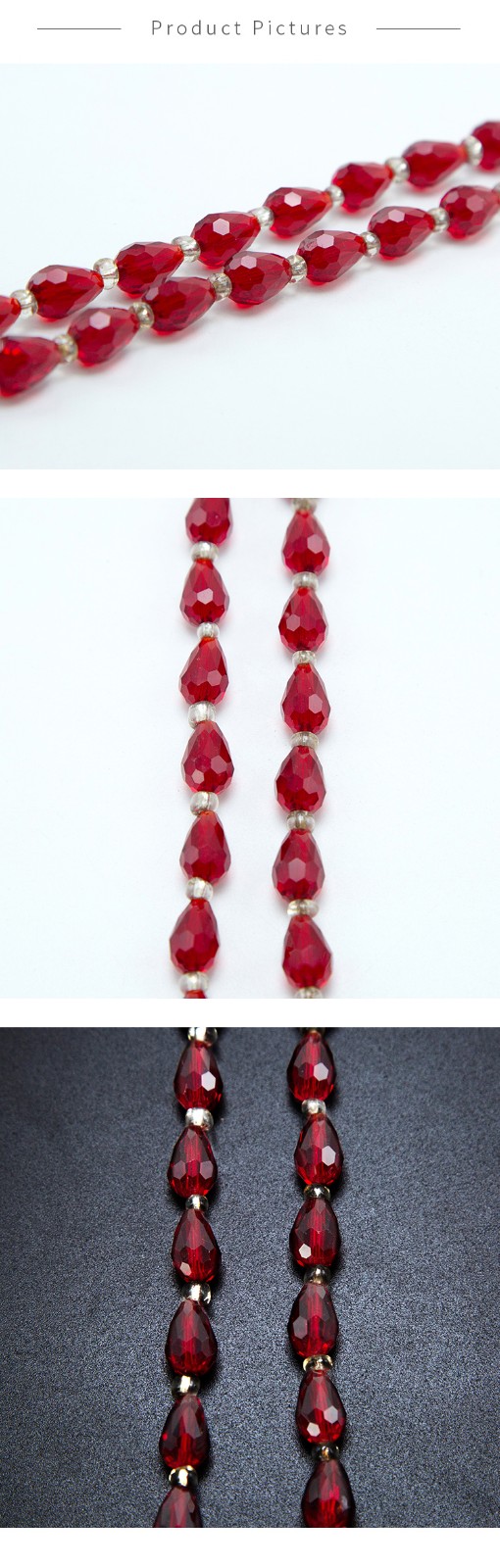 Red Glass Beads Faceted Teardrop Beads