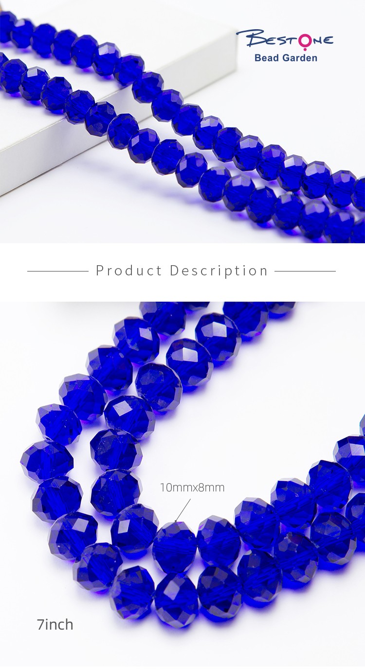 Dark Blue Faceted Rondelle Glass Beads