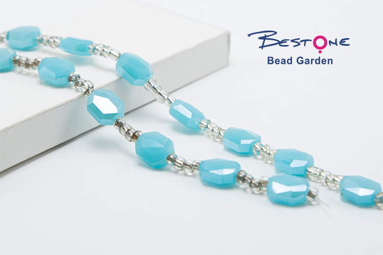 Opaque Light Blue Faceted Polygon Beads