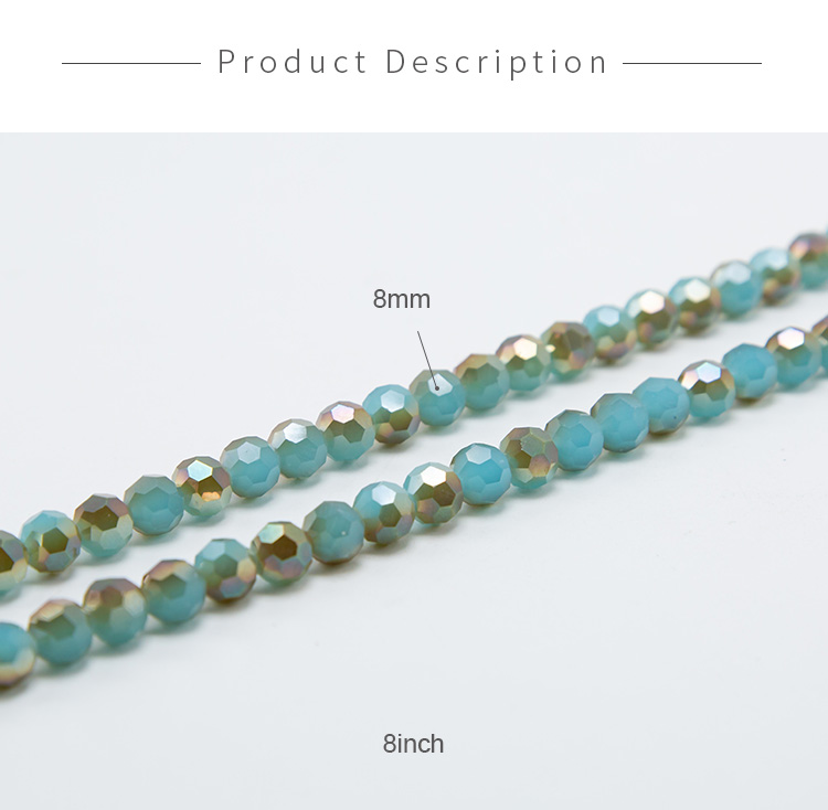 Opaque Blue with Half Gray Plated Faceted Round Glass Beads