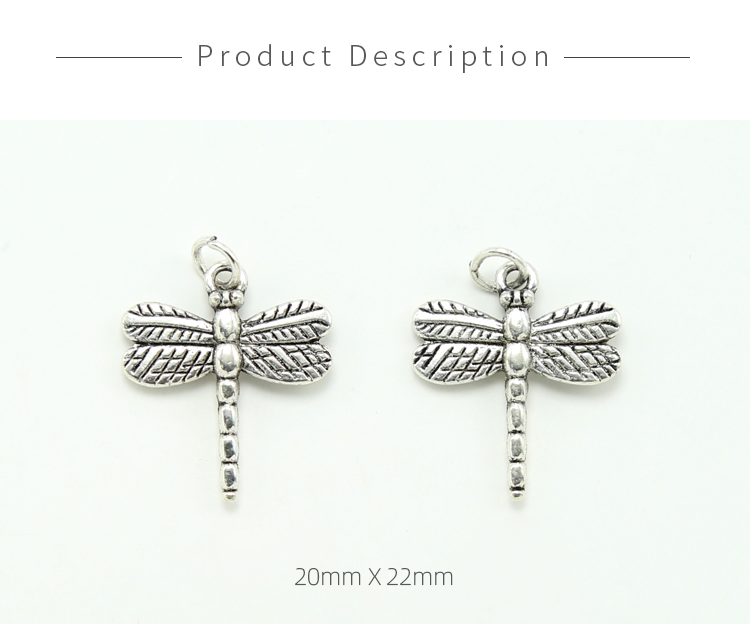 Dragonfly Antique Silver Charm