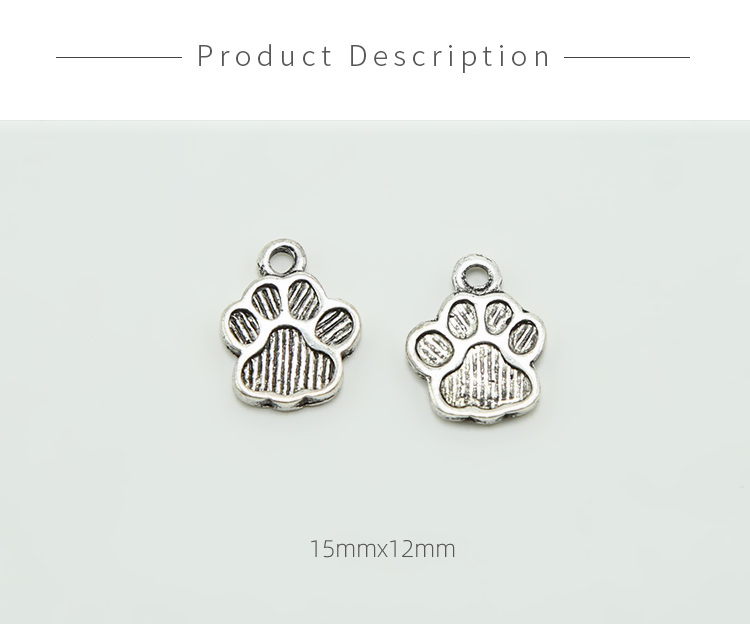 Paw 2 Sided Antique Silver Charm