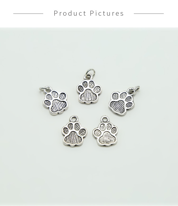 Paw 2 Sided Antique Silver Charm