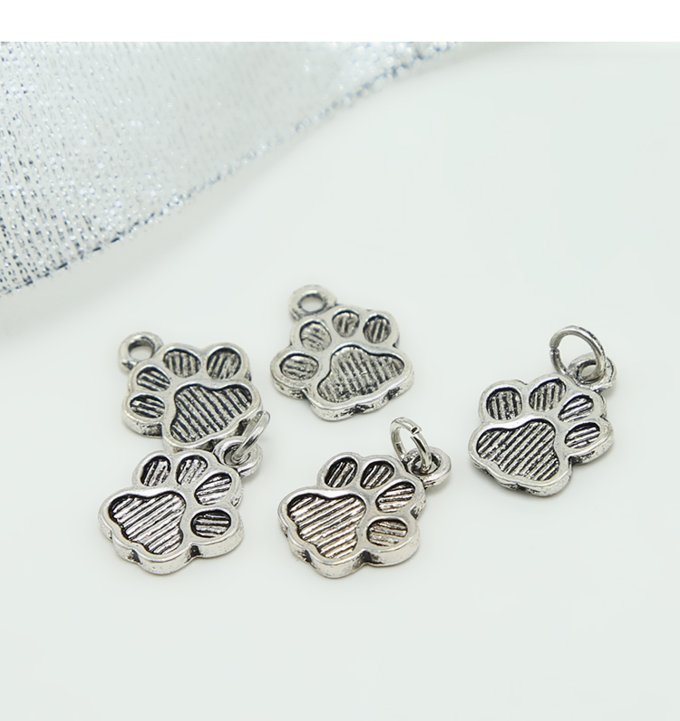 Paw 2 Sided Antique Silver Charm