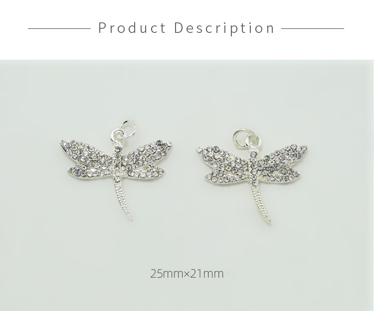 Dragonfly w/Rhinestones Silver Plated Charm