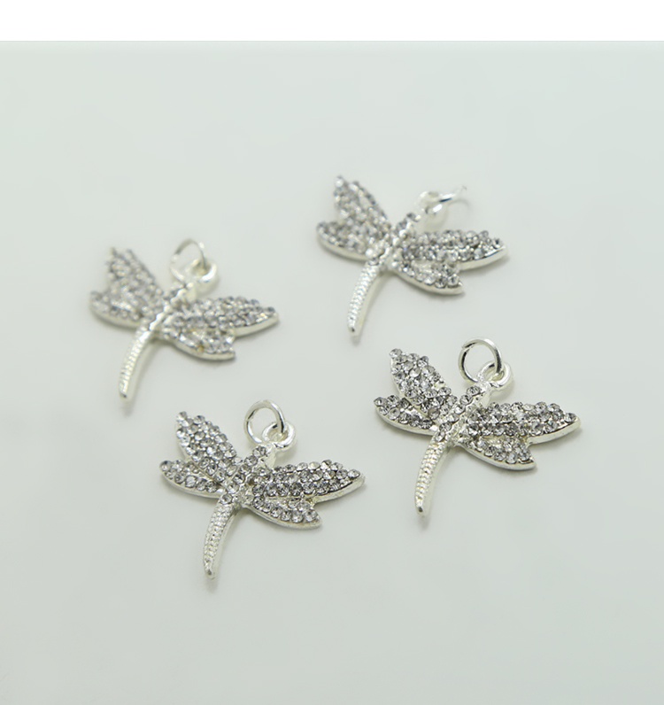 Dragonfly w/Rhinestones Silver Plated Charm