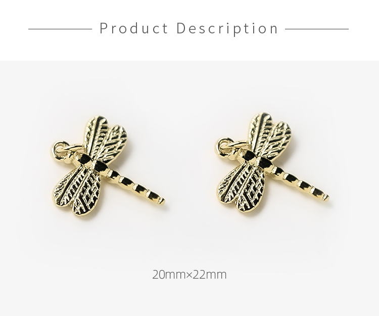 Dragonfly 14K Real Gold Plated Charm