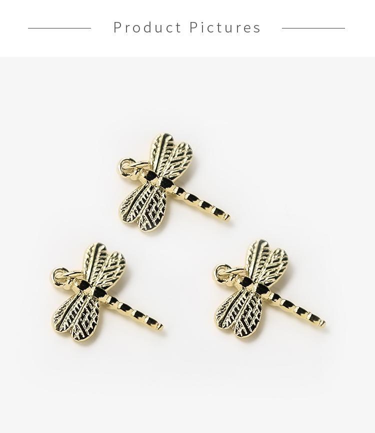 Dragonfly 14K Real Gold Plated Charm