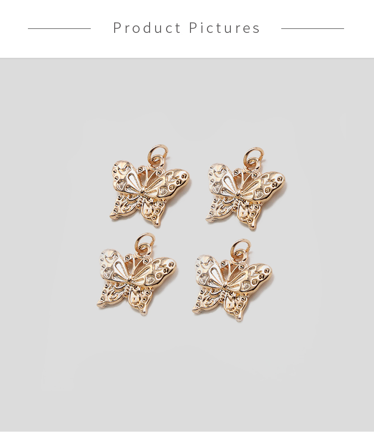 Butterfly 14K Real Rose Gold Plated Charm