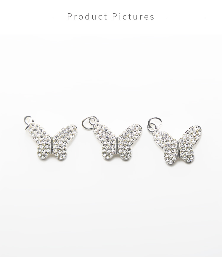 Butterfly w/Rhinestones Silver Plated Charm