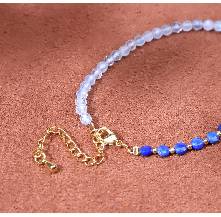 Bracelet - Pearl -4*5mm  Lapis Lazio -3*4mm  Aquamarine - faceted bead -4mm  copper bead - Round bead -2mm-18 5.5cm