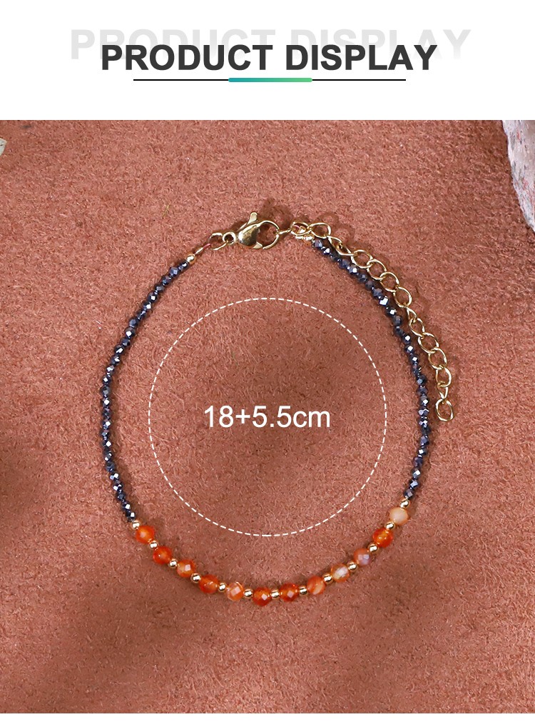 Bracelet - Garnet - faceted bead -3.5mm  Hemitite - faceted bead -2mm  copper bead -2mm-18 4.5cm