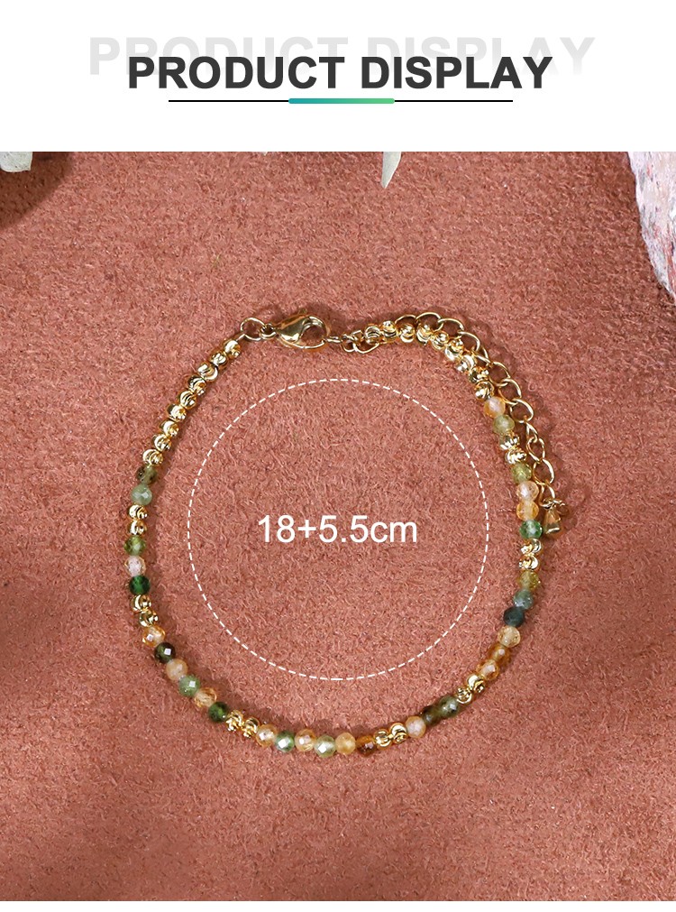 Bracelet - Hemitite - faceted beads - Silver -3mm  copper plated gold flower beads -3mm-18 6cm