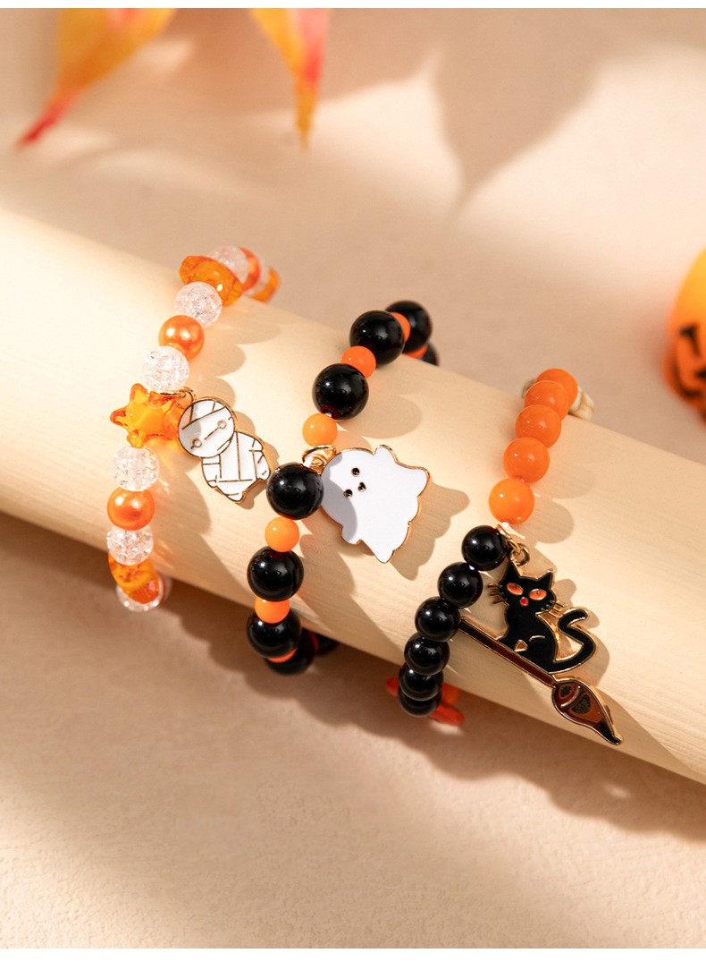 bat ghost pumpkin Halloween bracelet