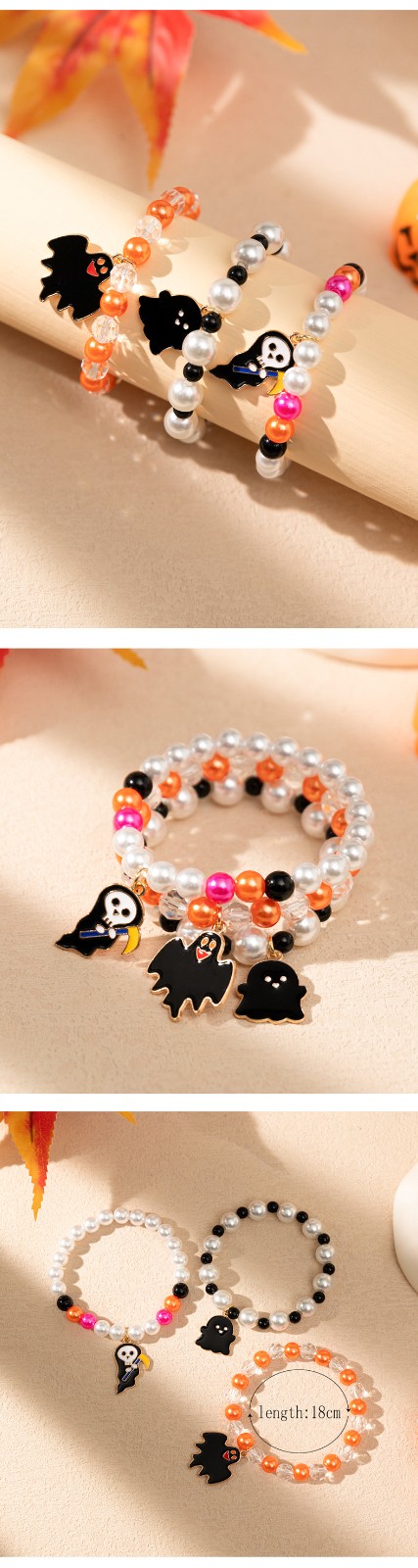 bat ghost pumpkin Halloween bracelet