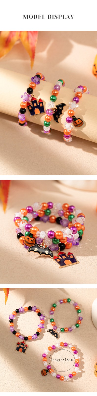 bat ghost pumpkin Halloween bracelet