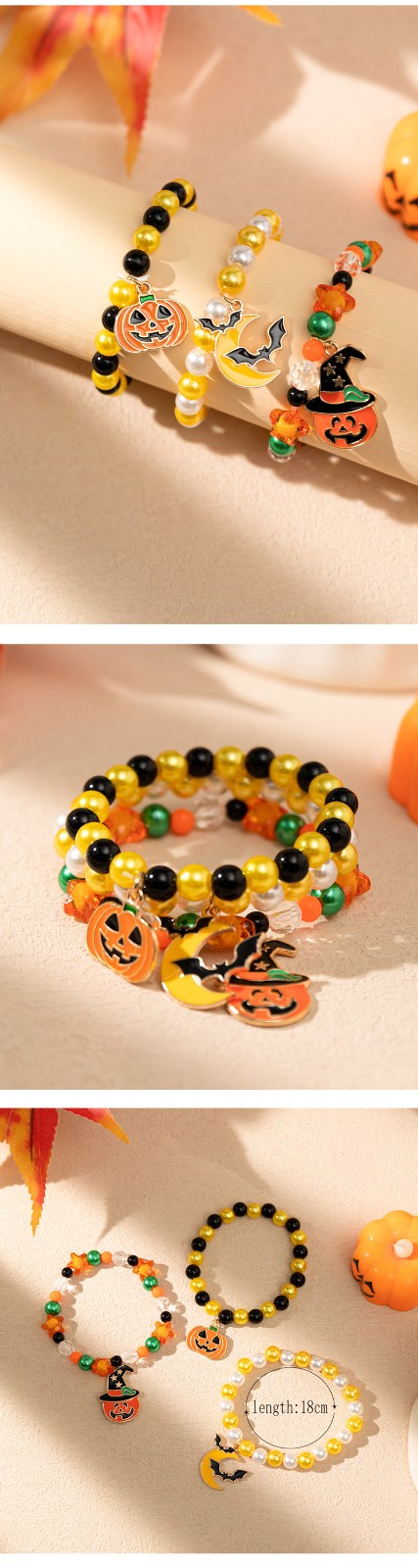 bat ghost pumpkin Halloween bracelet