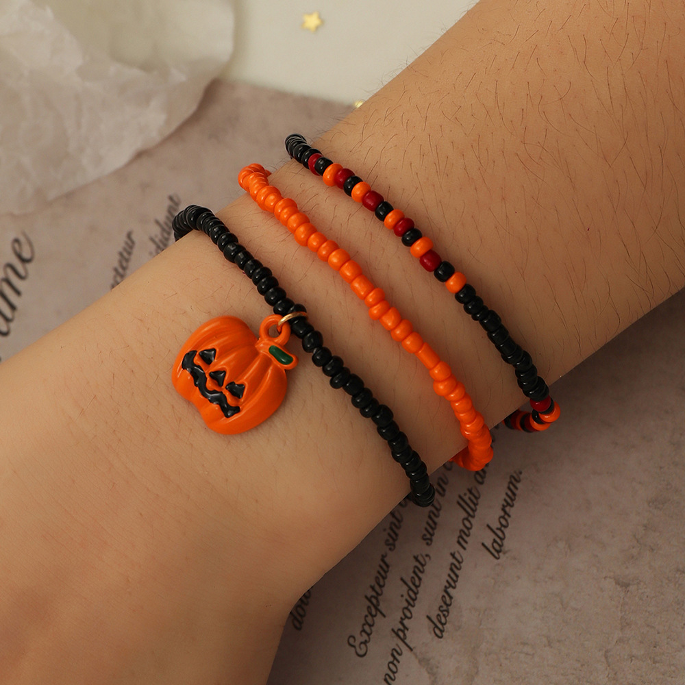 Halloween bracelet with bat ghost pumpkin charms pendants