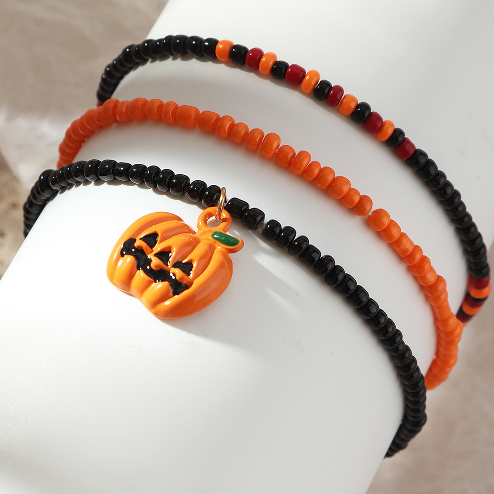 Halloween bracelet with bat ghost pumpkin charms pendants