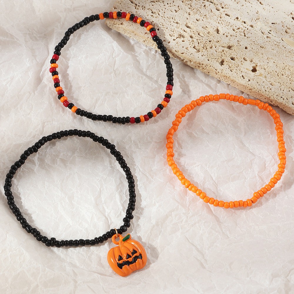 Halloween bracelet with bat ghost pumpkin charms pendants