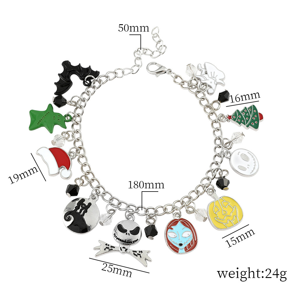 Alloy Halloween bracelet with pumpkin ghost charms