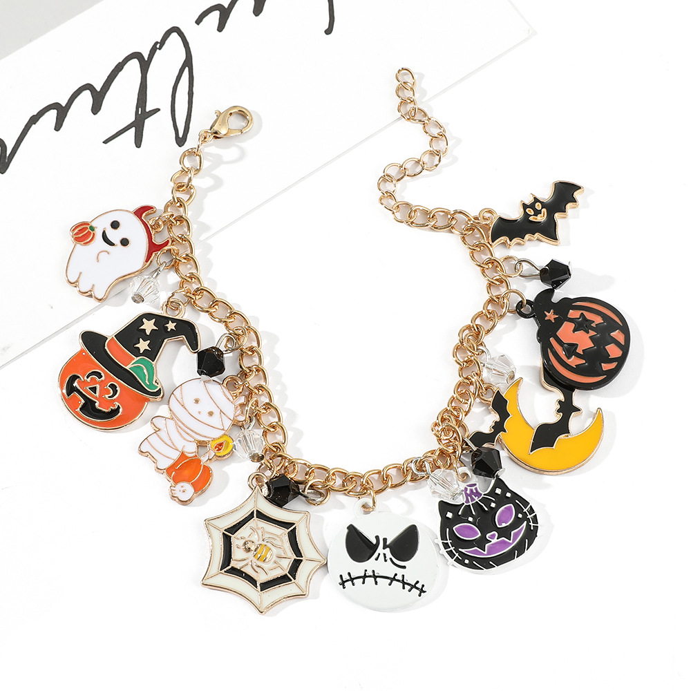 Alloy Halloween bracelet with pumpkin ghost charms