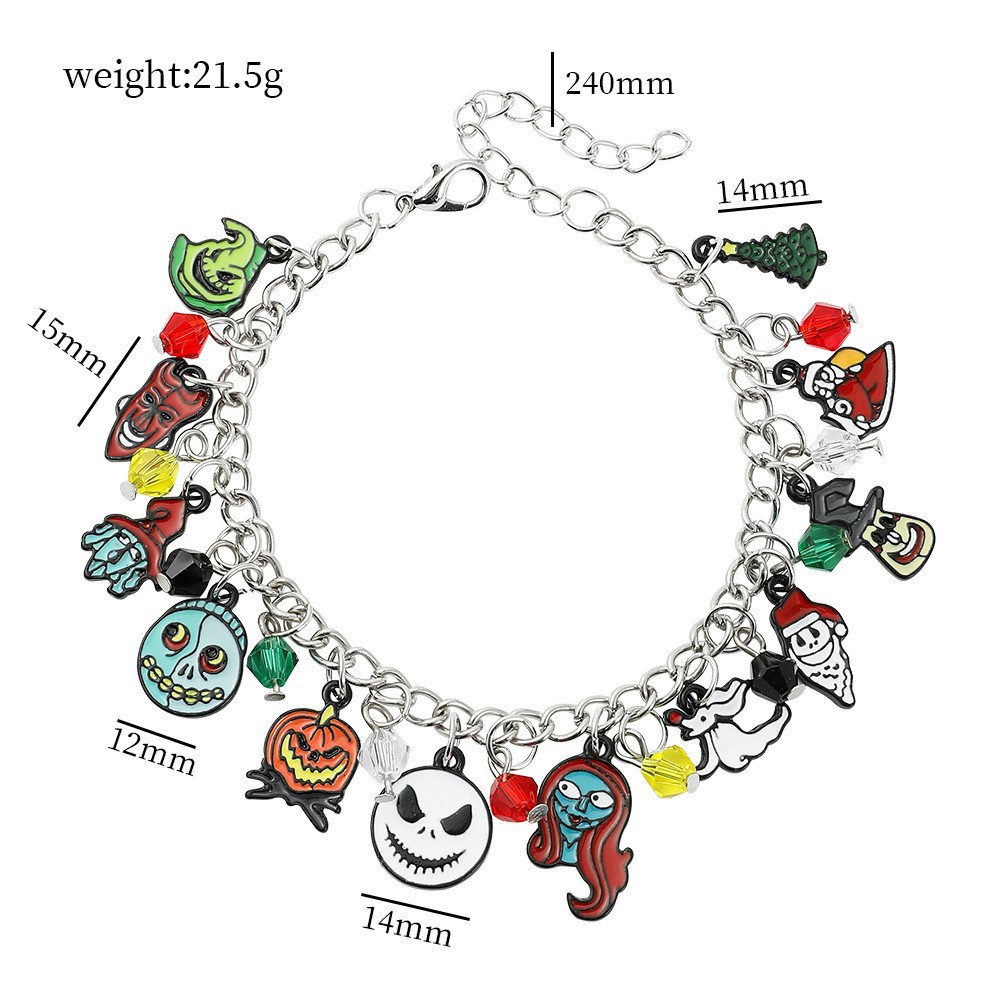 Alloy Halloween bracelet with pumpkin ghost charms