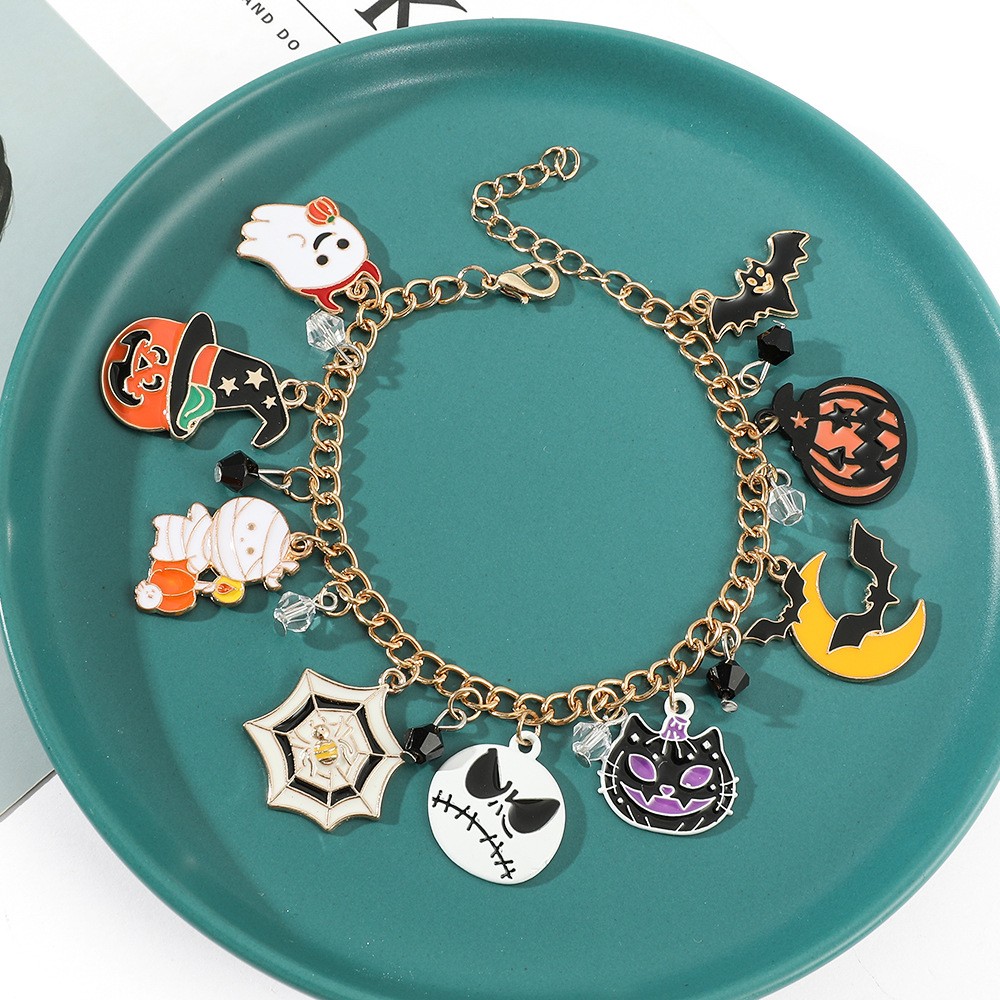 Alloy Halloween bracelet with pumpkin ghost charms