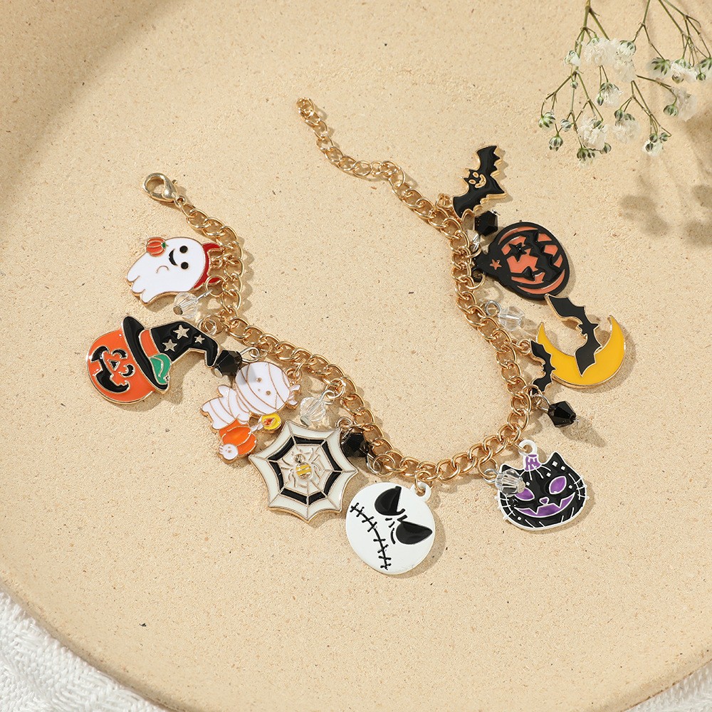 Alloy Halloween bracelet with pumpkin ghost charms