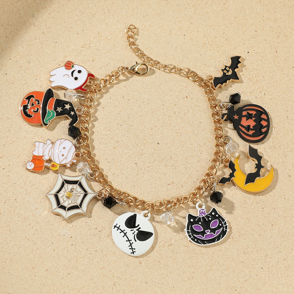 Alloy Halloween bracelet with pumpkin ghost charms