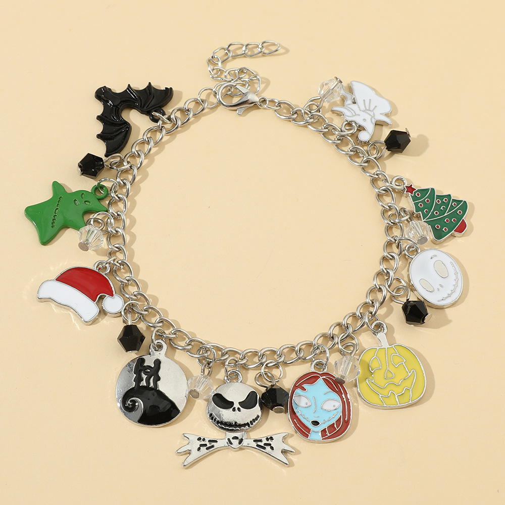 Alloy Halloween bracelet with pumpkin ghost charms