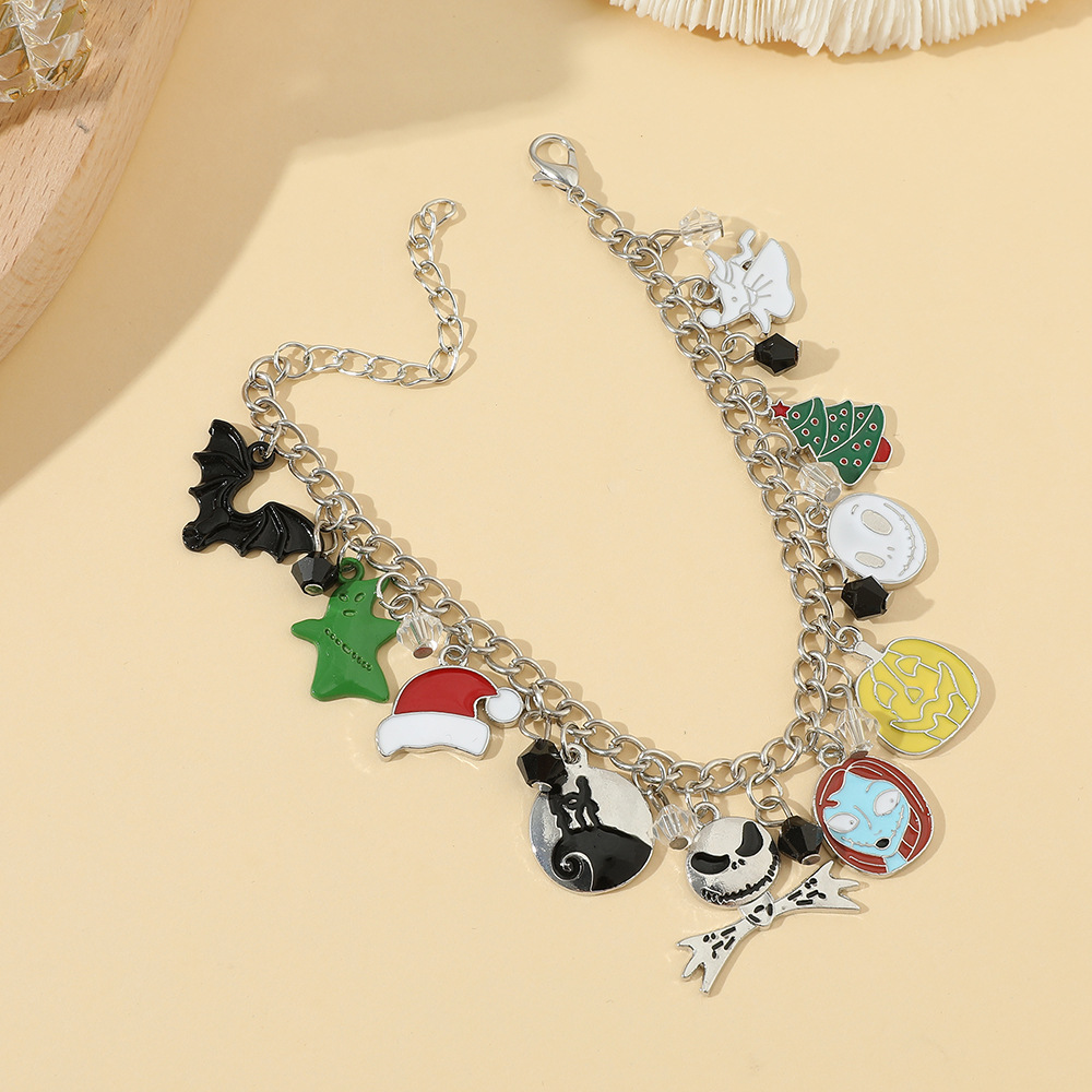 Alloy Halloween bracelet with pumpkin ghost charms