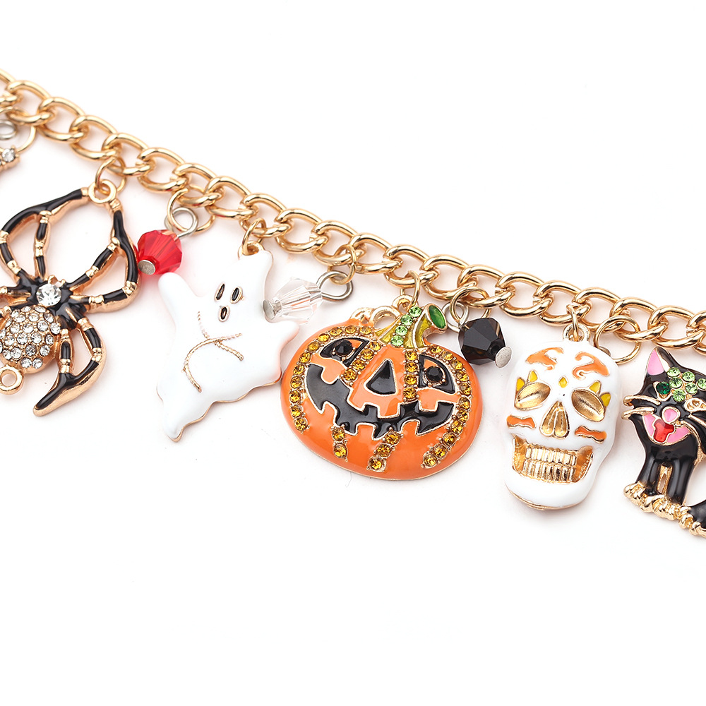 Alloy Halloween bracelet with pumpkin ghost charms