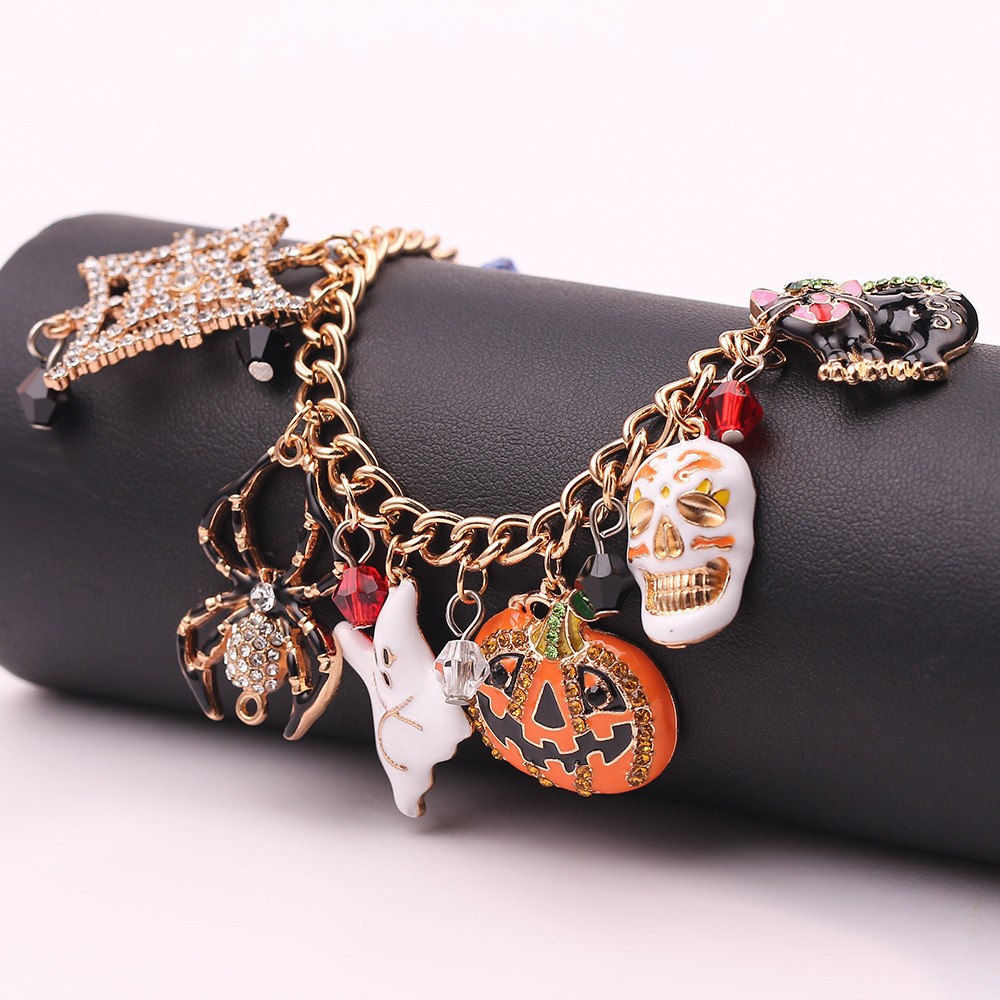 Alloy Halloween bracelet with pumpkin ghost charms