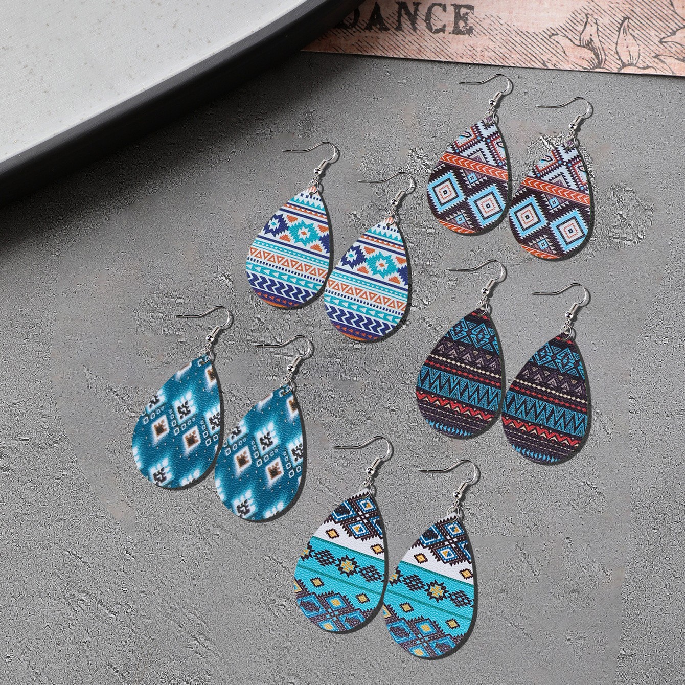 Custom Logo Sublimation Tear Drop Earrings Fashionable PU Leather Design for Bohemian Style Handmade