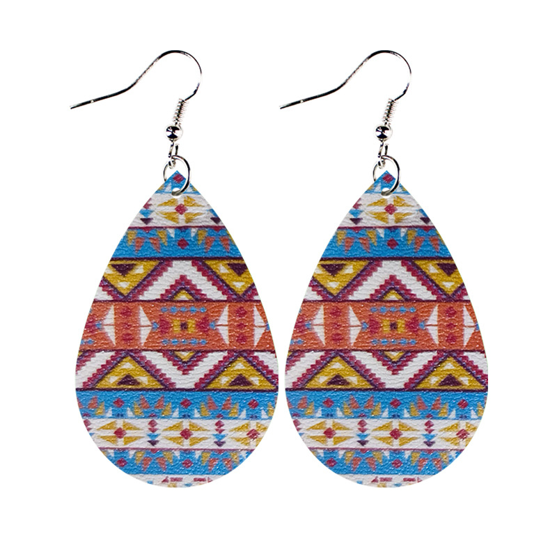 Custom Logo Sublimation Tear Drop Earrings Fashionable PU Leather Design for Bohemian Style Handmade