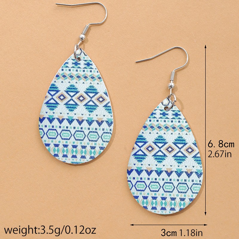 Custom Logo Sublimation Tear Drop Earrings Fashionable PU Leather Design for Bohemian Style Handmade