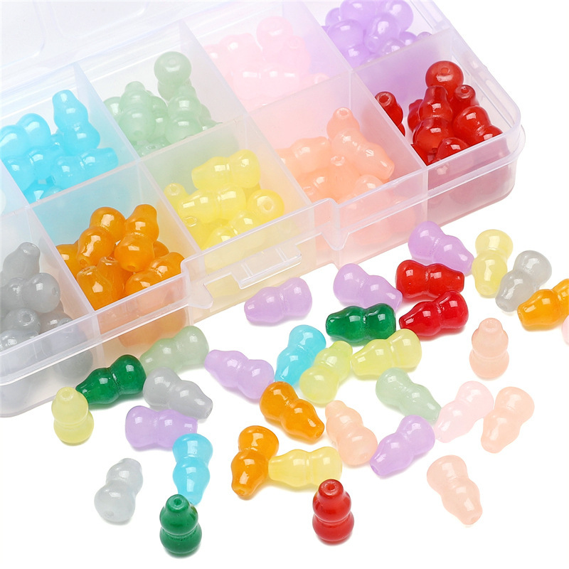 8x14mm Glass Gourd Beads 1mm Hole15 pcs - Great for DIY Jewelry and Crafting