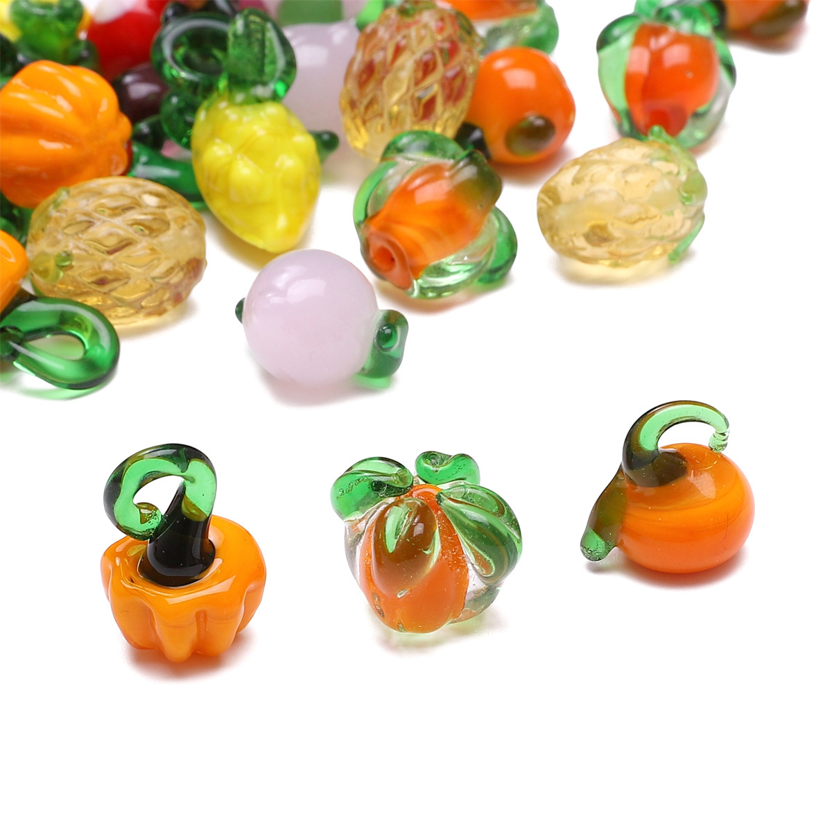 Orange Pumpkin Glass Beads - 12x19mm with 4mm Hole - Perfect for Crafting