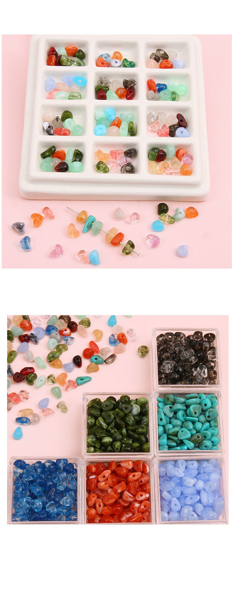 Acrylic Beads - Pebble Style - 5-8mm Size with 1mm Hole - Approx. 80 Beads, 10g Per Pack