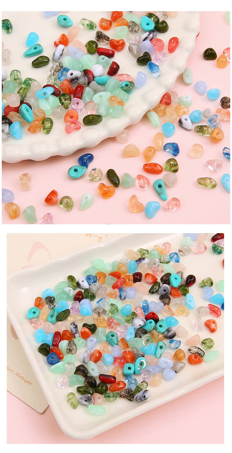 Acrylic Beads - Pebble Style - 5-8mm Size with 1mm Hole - Approx. 80 Beads, 10g Per Pack